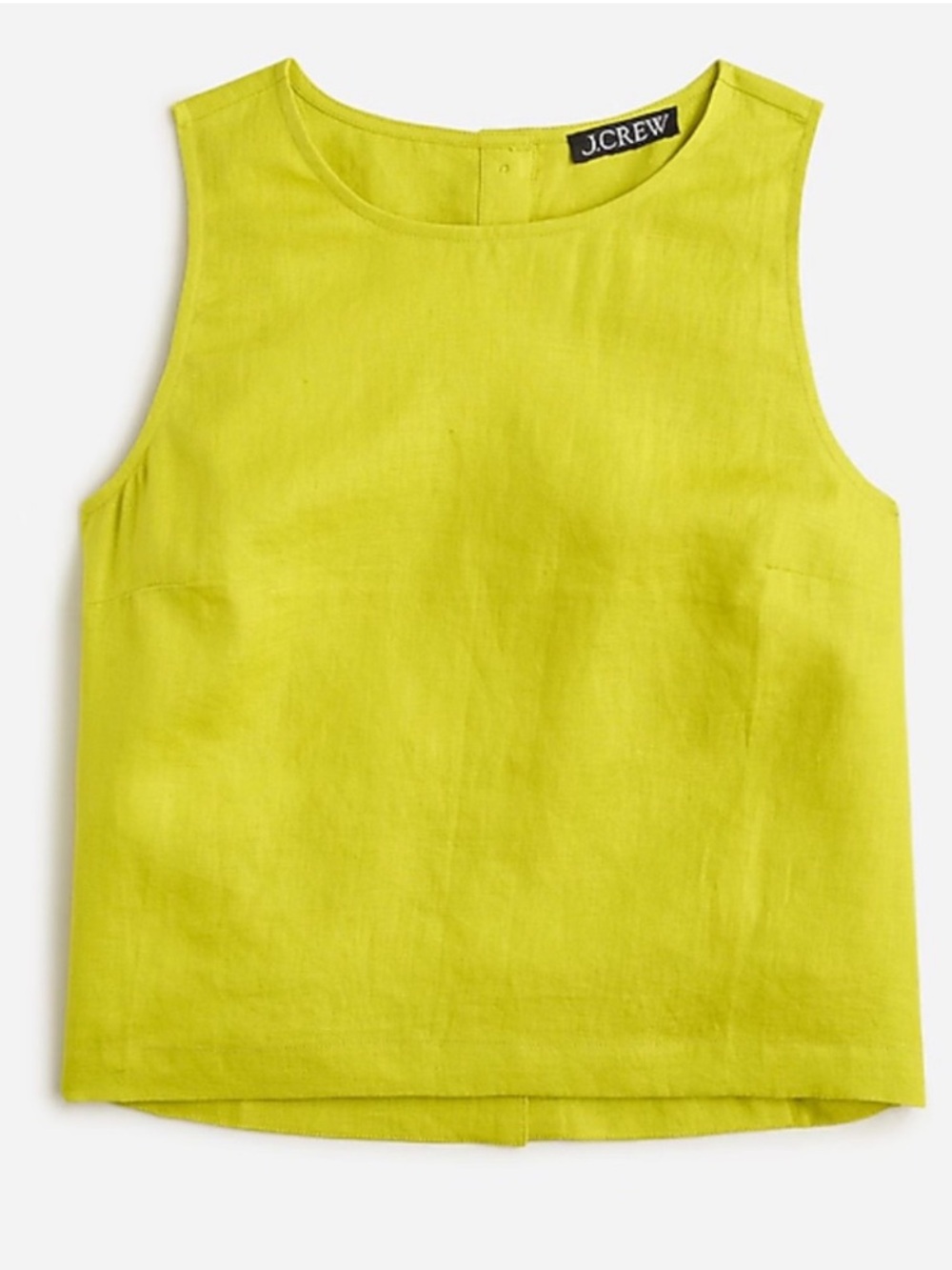 J.CREW Maxine button-back Top 100% Linen In Green yellow size small